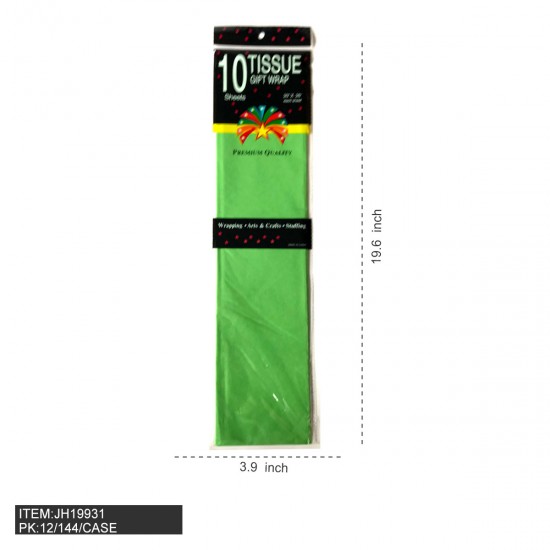 TISSUE PAPER - 10CT GREEN TISSUE GIFT WRAP (12PK) 12DZ/CS
