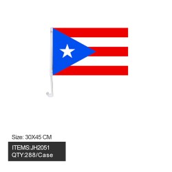 CAR WINDOW CLICK FLAG - PUERTO RICO 12X18 24DZ/CS