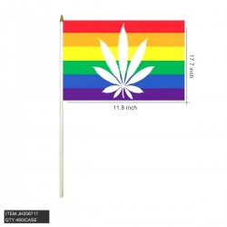 HAND STICK FLAG - RAINBOW LEAF 12