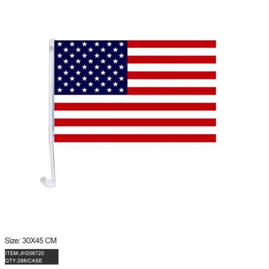 CAR WINDOW CLIP FLAG - USA 12X18 12DZ/2BX/24DZ/CS