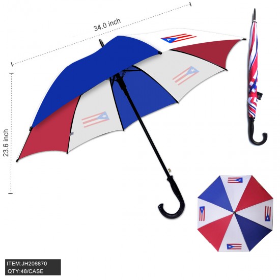 FLAG UMBRELLA - J HANDLE STICK PUERTO RICO 20