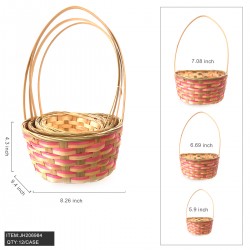 BASKET - ROUND ONLY PINK (4PC) 12SET/CS