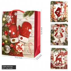3D RED GLITER CHRISTMAS GIFT BAG 10.2