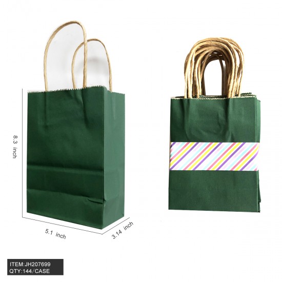 KRAFT GIFT BAG - #2 SIZE M DARK GREEN 5