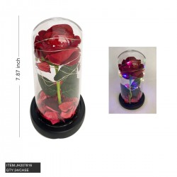 GLASS DOME - LIGHT UP ROSE FLOWER 8