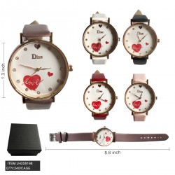 WOMEN WATCH WITH LEATHER BAND LOVE (6PC) 40PK/CS