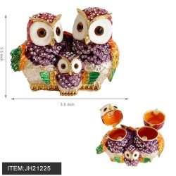 METAL JEWELRY BOX - THREE OWL FAMILY 10PC/4BX/40PC/CS