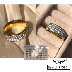 36CT GOLDEN STAINLESS STEEL RING WITH DIAMOND 50BX/CS