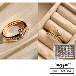 36CT GOLDEN STAINLESS ALLOY RING WITH DIAMOND 50BX/CS