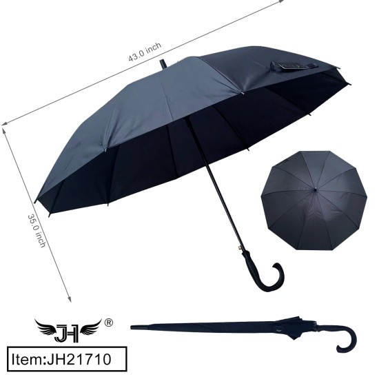 UMBRELLA - J HANDLE LONG BLACK COLOR 43 UMBRELLA - J HANDLE LONG BLACK COLOR 43