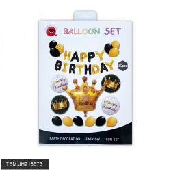 HAPPY BIRTHDAY BLACK & GOLD BALLOON 30CT (6PC) 16BG/CS