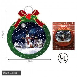 CHRISTMAS DECORATION GREEN CLOCK WITH SNOWMAN 24
