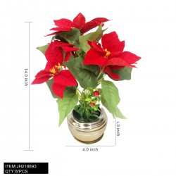 CHRISTMAS ARTIFICAL FLOWER WITH GOLD POT 14