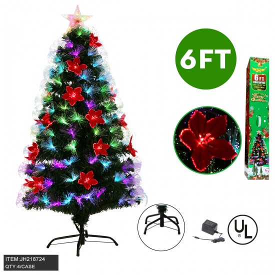LED CHRISTMAS TREE - 6FT MULTI COLOR LIGHT & FLOWER 4PC/CS