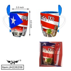 MUG GIFT SET - PUERTO RICO VIEW CUP WITH SPOON 24PC/CS