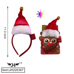 CHRISTMAS HEADBAND - LIGHT UP  WITH HAT DESIGN 12DZ/CS