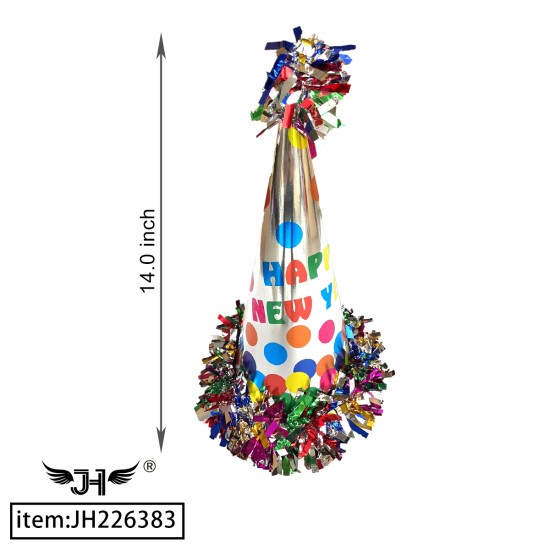 NEW YEAR HAT - CONE PAPER SILVER 14 NEW YEAR HAT - CONE PAPER SILVER 14