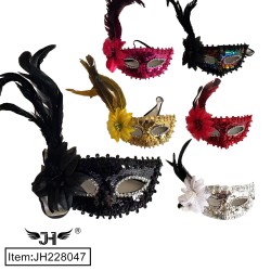 MASK - SEQUINCE & FEATHER 6 COLOR ASST 12DZ/CS