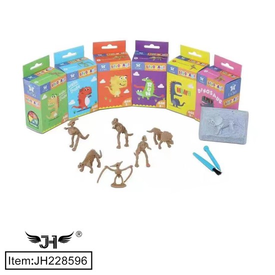 FOSSIL DIG KIT TOY- DINOSAUR MIX 6 COLOR 24PC/4BOX/96PC/CS
