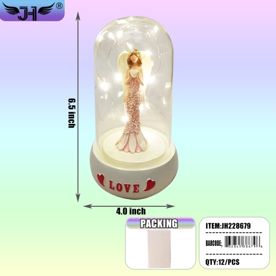 GLASS DOME - LIGHT UP RELIGIOUS ANGEL 6.5
