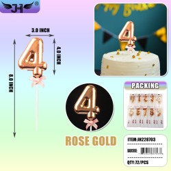 (4) METALLIC ROSE GOLDEN NUMBER STICK 6DZ/CS