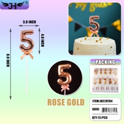 (5) METALLIC ROSE GOLDEN NUMBER STICK 6DZ/CS