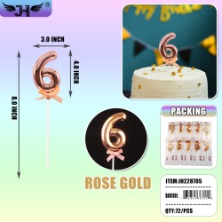(6) METALLIC ROSE GOLDEN NUMBER STICK 6DZ/CS