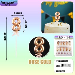 (8) METALLIC ROSE GOLDEN NUMBER STICK 6DZ/CS