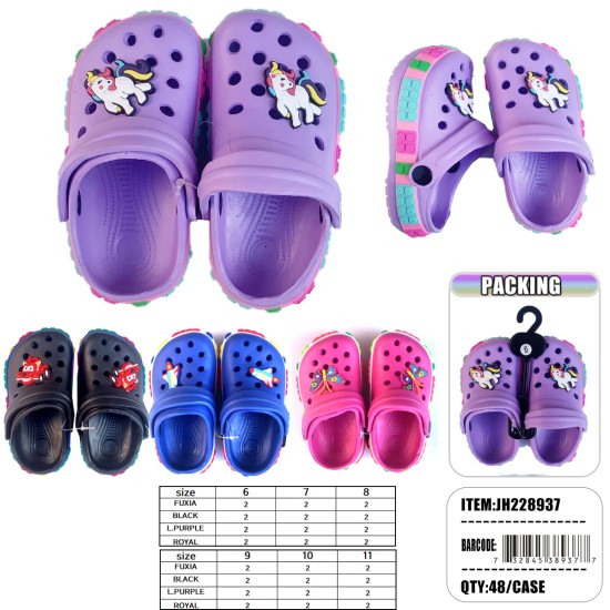 KIDS CLASSIC CLOGS SLIPPER ON WATER SHOES 4 COLORS 48PC/CS