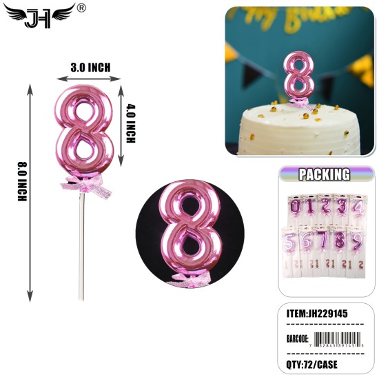 (8) METALLIC ROSE PINK NUMBER STICK 6DZ/CS
