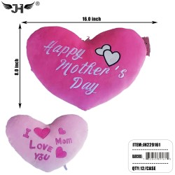 HEART SHAPE PILLOW - MOTHERS DAY 2 ASSTS 12PC/CS