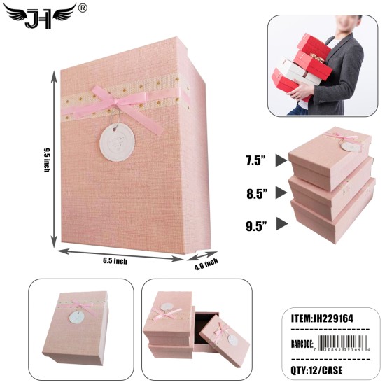 GIFT BOX - PINK 3PC SET  12SET/CS