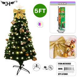 LED CHRISTMAS TREE - 5FT GREEN TREE LIGHT UP 4PC/CS