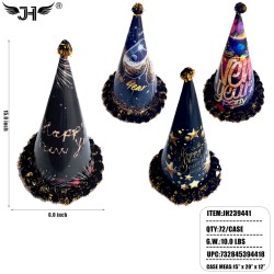 NEW YEAR HAT - CONE PAPER HAT 4 COLOR  6DZ/CS