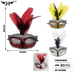 MASK - FEATHER GLITTER 3 COLOR ASST 12DZ/CS