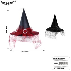 HALLOWEEN COSTUME - WITCH HAT AVERAGE RED & BLACK 12DZ/CS