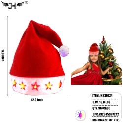CHRISTMAS HAT - LIGHT UP BALL TIP RED 8DZ/CS