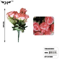 ARTIFICIAL ROSE FLOWER 10 HEAD PINK COLOR 24PC/CS