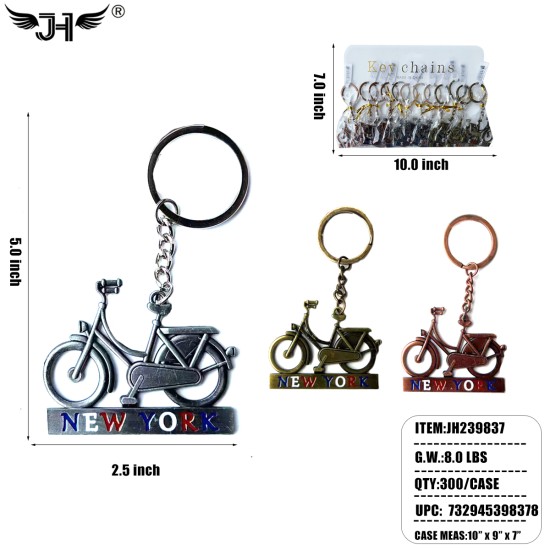 KEYCHAIN - NEW YORK BIKE MIX 3 COLOR 25DZ/CS