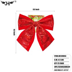 CHRISTMAS DECORATION HANGING BOW SEQUENC S RED 6DZ/CS