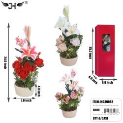 POT FLOWER - ROSE & LILY MIX COLOR 7