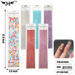 NAIL STICKER - MIX COLOR RHINESTONE 6MM ROUNDED 50DZ/CS