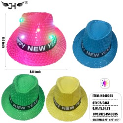 NEW YEAR HAT - LIGHT UP FEDORA HAT 6DZ/CS
