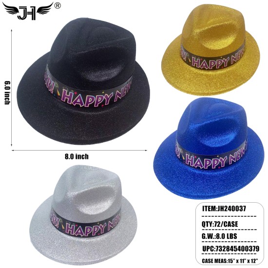 NEW YEAR HAT - PLASTIC CLITTER SIX COLOR 6DZ/CS NEW YEAR HAT - PLASTIC CLITTER SIX COLOR 6DZ/CS