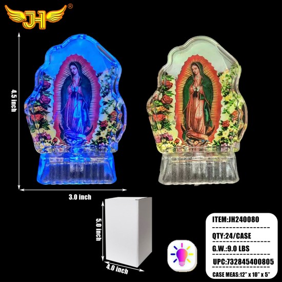 CRYSTAL - LIGHT UP RELIGIOUS GUADALUPE 24PC/CS