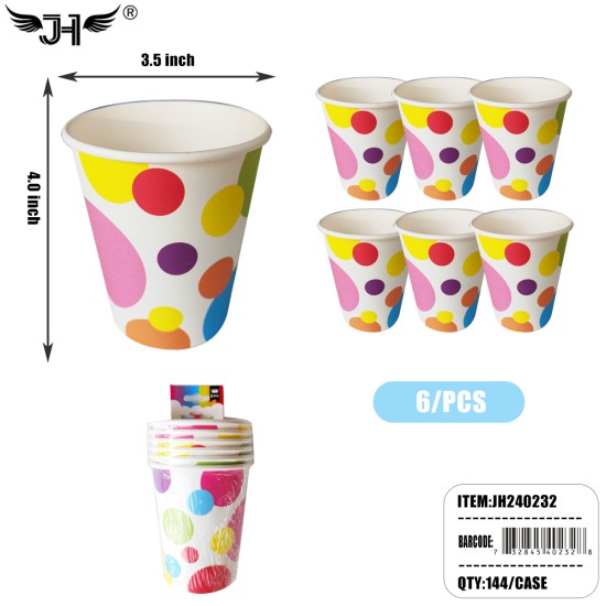 6CT 9OZ DOT DESIGN PAPER CUP 12DZ/CS