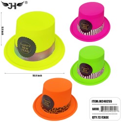 NEW YEAR  HAT - CLITTER PLASTIC HAT SIX COLOR 6DZ/CS