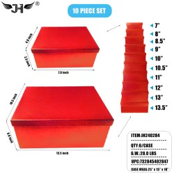GIFT BOX - RECTANGULAR 10PC SET RED COLOR 6PC/CS