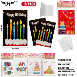 BIRTHDAY CARD - MIX STYLE (2PC/PK) 20DZ/CS
