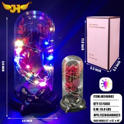 GLASS DOME - LIGHT UP ROSE FLOWER 9